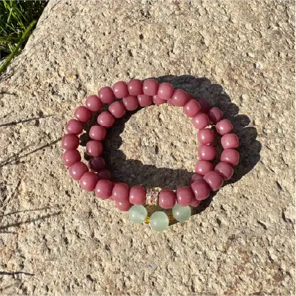 Rola Land｜Rare Natural Purple Bodhi Root Bracelet - 46 Drum-Shaped Beads - Double-Wrap Layered Style