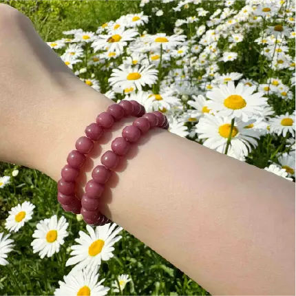 Rola Land｜Rare Natural Purple Bodhi Root Bracelet - 46 Drum-Shaped Beads - Double-Wrap Layered Style