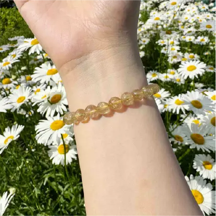 Rola Land｜Premium Gold Rutilated Quartz Bracelet - High Clarity Natural Hair Crystal - Wealth & Energy Stone