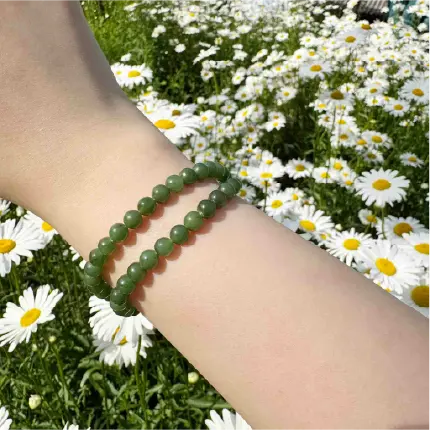 Rola Land｜Natural Jasper & Agate Double-Wrap Bracelet with "Fu" Prosperity Charm - 6mm Beads