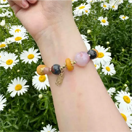 Rola Land｜Rare Natural Pietersite & Honey Amber Bracelet - One-of-a-Kind