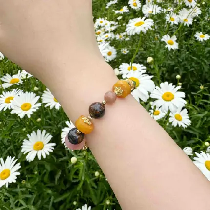 Rola Land｜Rare Natural Pietersite & Honey Amber Bracelet - One-of-a-Kind