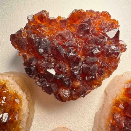 Rola Land | 🧡Natural Heart-Shaped Citrine Cluster stone - Golden Abundance｜Get Rich｜Wealth Manifestation